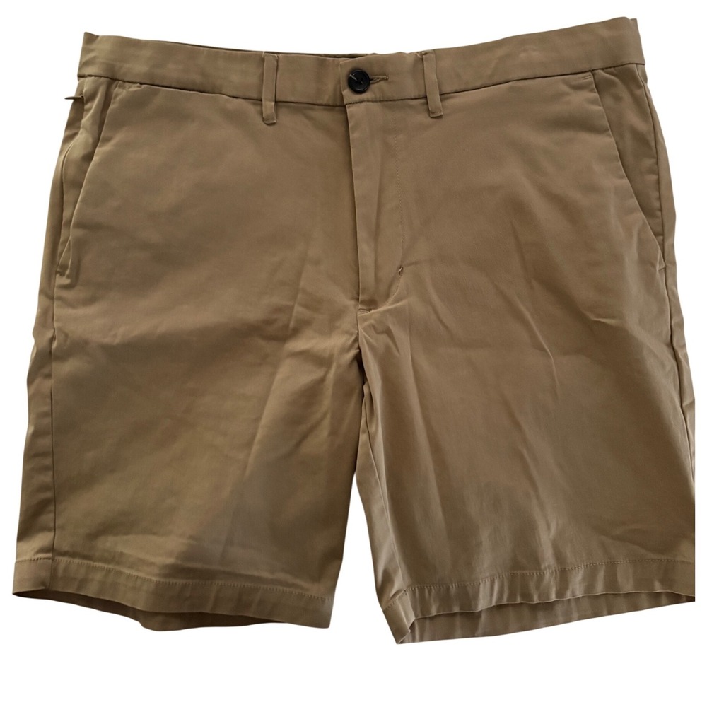 Goodfellow & Co Linden Tech Tan Khaki Chino Shorts Mens 36 9" Inseam Stretch